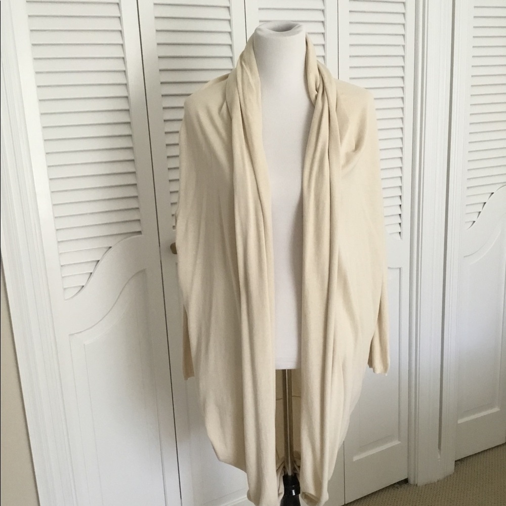 Stefanel Cream Open-Front Draped Women’s Sweater - Size M - Picture 2 of 6